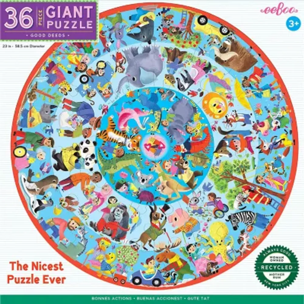 Eeboo Good Deeds 36 Piece Giant Round Jigsaw Puzzle For Kids Puzzle