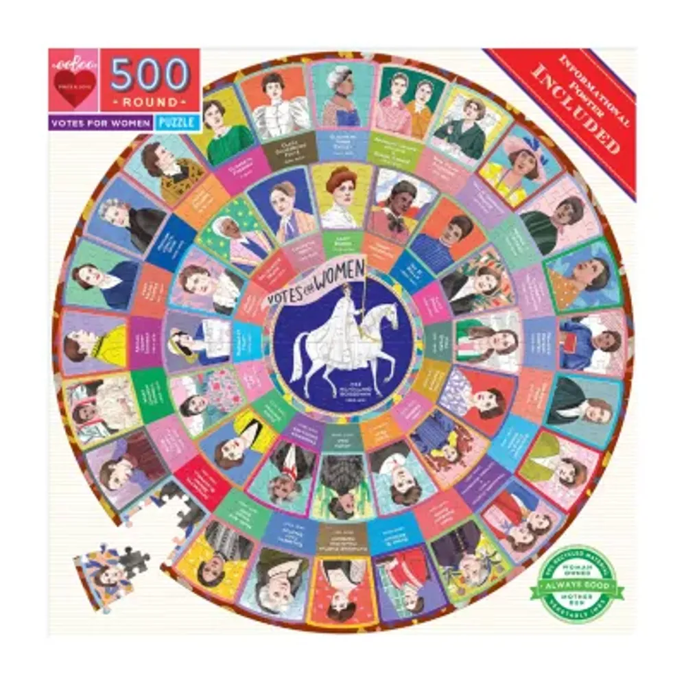 Eeboo Piece And Love Votes For Women 500 Piece Round Circle Jigsaw Puzzle Puzzle