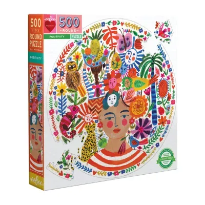 Eeboo Piece And Love Positivity 500 Piece Round  Circle Jigsaw Puzzle Puzzle