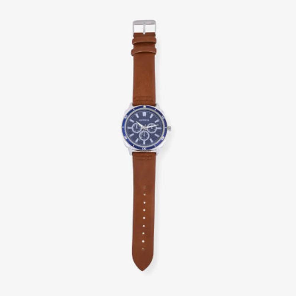Geneva Mens Brown Strap Watch Mac8066jc