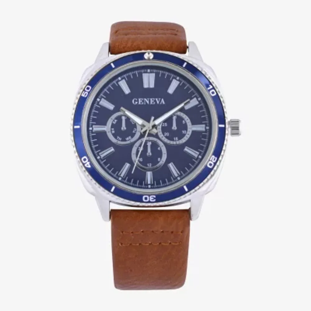 Geneva Mens Brown Strap Watch Mac8066jc