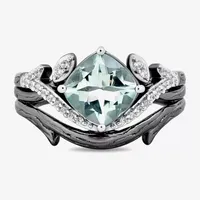 Star Wars Fine Jewelry The Dagobah Womens 1/6 CT. T.W. Genuine Green Amethyst Sterling Silver Cushion Cocktail Ring