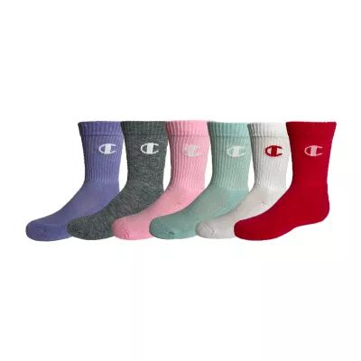 Champion Big Girls 6 Pair Crew Socks