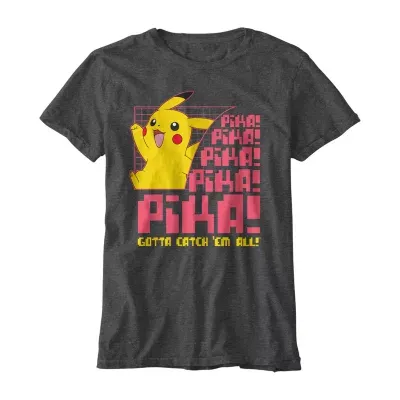 Little & Big Boys Crew Neck Pokemon Short Sleeve Graphic T-Shirt