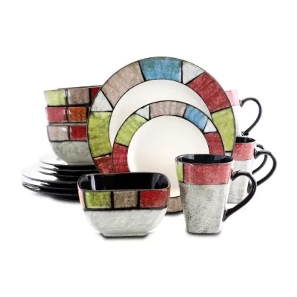 Elama Country Cottage 16-pc. Stoneware Dinnerware Set