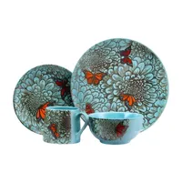 Elama Butterfly Garden 16-pc. Stoneware Dinnerware Set