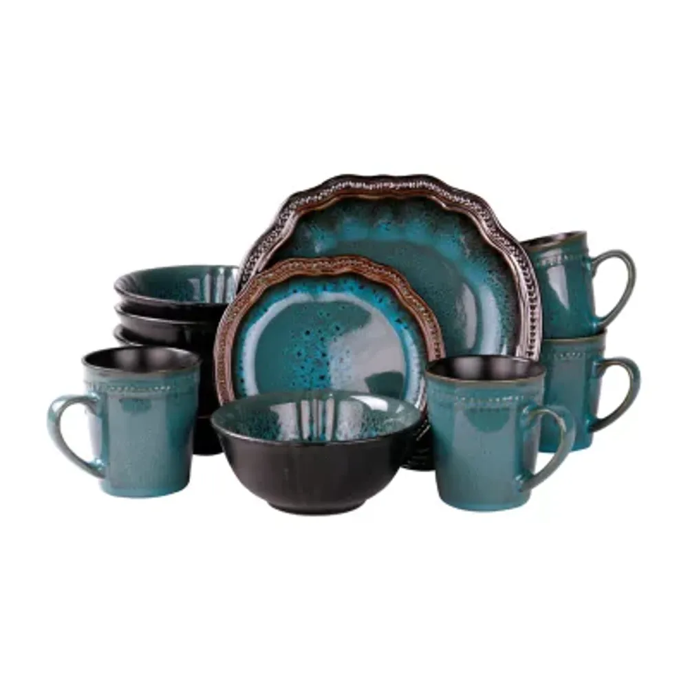 Elama Mystic Waves 16-pc. Stoneware Dinnerware Set