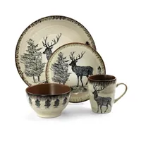 Elama Majestic Elk 16-pc. Stoneware Dinnerware Set