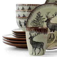 Elama Majestic Elk 16-pc. Stoneware Dinnerware Set