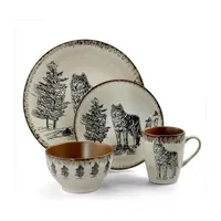 Elama Majestic Wolf 16-pc. Stoneware Dinnerware Set