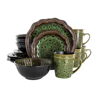 Elama Jade Waves 16-pc. Stoneware Dinnerware Set