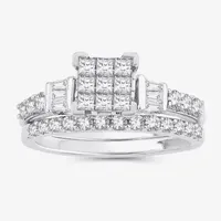 Womens 1 CT.T.W. Natural Diamond 10K or 14K White Gold Bridal Set