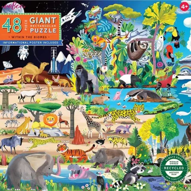 Eeboo Within The Biomes 48 Piece Giant Jigsaw Puzzle For Kids Puzzle