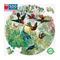 Eeboo Piece And Love Hummingbirds 500 Piece Round Circle Jigsaw Puzzle Puzzle