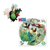 Eeboo Piece And Love Hummingbirds 500 Piece Round Circle Jigsaw Puzzle Puzzle