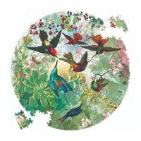 Eeboo Piece And Love Hummingbirds 500 Piece Round Circle Jigsaw Puzzle Puzzle