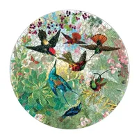 Eeboo Piece And Love Hummingbirds 500 Piece Round Circle Jigsaw Puzzle Puzzle