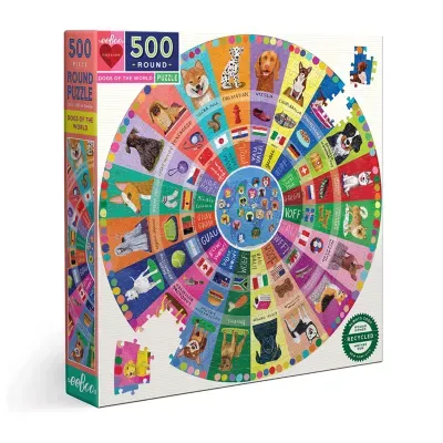 Eeboo Piece And Love Dogs Of The World 500 Piece Round Family Jigsaw Puzzle Puzzle
