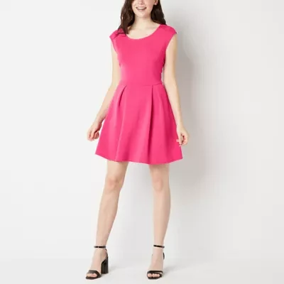 by&by Womens Short Sleeve Fit + Flare Dress Juniors