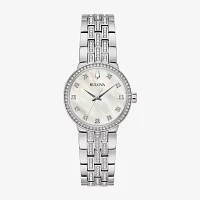 Bulova Classic Crystal Womens Crystal Accent Silver Tone Stainless Steel 2-pc. Watch Boxed Set 96x163