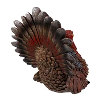 Northlight "11"" Brown  Red And Blue Fall Turkey Figurine" Thanksgiving Tabletop Decor