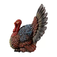 Northlight "11"" Brown  Red And Blue Fall Turkey Figurine" Thanksgiving Tabletop Decor