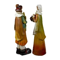 Northlight Male And Female Pilgrim Wooden Thanksgiving 2-pc. Christmas Figurine