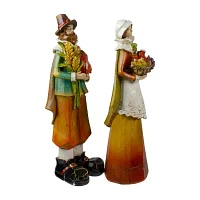 Northlight Male And Female Pilgrim Wooden Thanksgiving 2-pc. Christmas Figurine