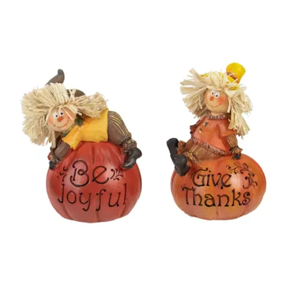 Northlight 2-pc. Scarecrow On A Pumpkin Figures Thanksgiving Tabletop Decor