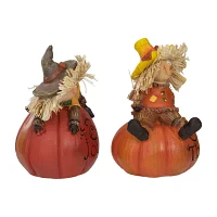 Northlight Scarecrow On A Pumpkin Figures 2-pc. Christmas Tabletop Decor