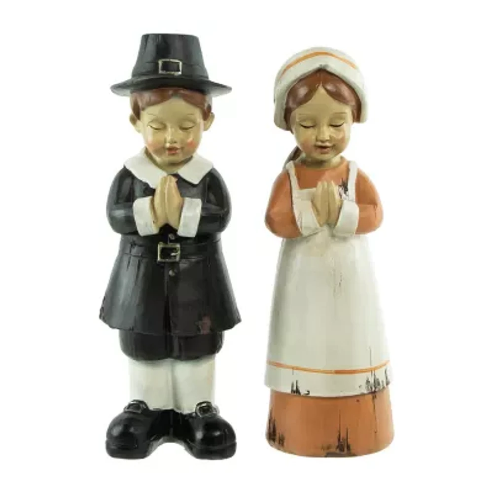 Northlight 9" Praying Pilgrim Children Fall Figures 2-pc. Christmas Tabletop Decor