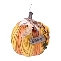 Northlight 6.5" Brown And Yellow Sunflower "Blessings" Pumpkin Christmas Tabletop Decor