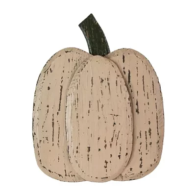 Northlight "14.5"" Large Beige Wooden Autumn Pumpkin" Thanksgiving Tabletop Decor