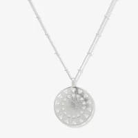 a.n.a Silver Tone Coin 17 Inch Bead Pendant Necklace