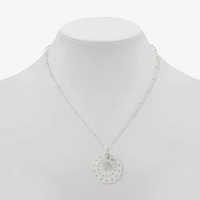 a.n.a Silver Tone Coin 17 Inch Bead Pendant Necklace