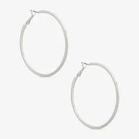 a.n.a Silver Tone Stainless Steel Hoop Earrings