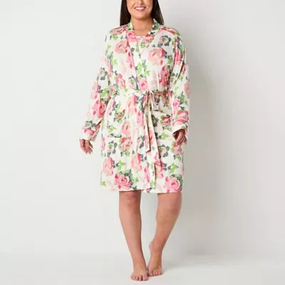 Liz Claiborne Cool and Calm Womens Plus Long Sleeve Knee Length Robe