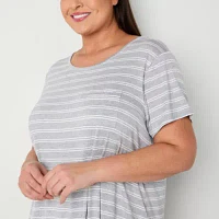 Liz Claiborne Cool and Calm Womens Plus Short Sleeve Crew Neck Nightshirt