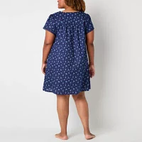 Adonna Womens Plus Short Sleeve Crew Neck Nightgown