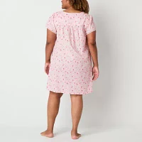 Adonna Womens Plus Short Sleeve Crew Neck Nightgown