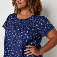 Adonna Womens Plus Short Sleeve Crew Neck Nightgown