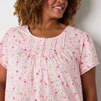 Adonna Womens Plus Short Sleeve Crew Neck Nightgown