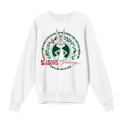 Juniors Bugs Seasons Greetings Womens Crew Neck Long Sleeve Care Bears Sweatshirt