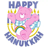 Juniors Care Bears Happy Hanukkah Tee Womens Crew Neck Short Sleeve Graphic T-Shirt