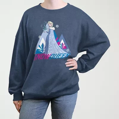 Juniors Frozen Elsa Snow Queen Sweatshirt Womens Crew Neck Long Sleeve