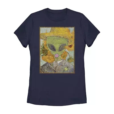 Juniors Van Gogh Alien Tee Womens Crew Neck Short Sleeve Graphic T-Shirt