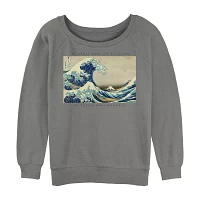 Juniors Hokusai Great Wave Sweatshirt Womens Crew Neck Long Sleeve