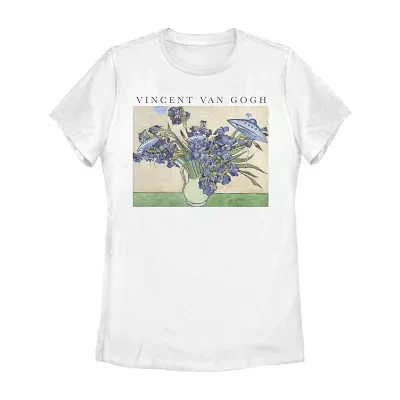 Juniors Van Gogh Irises Tee Womens Crew Neck Short Sleeve Graphic T-Shirt