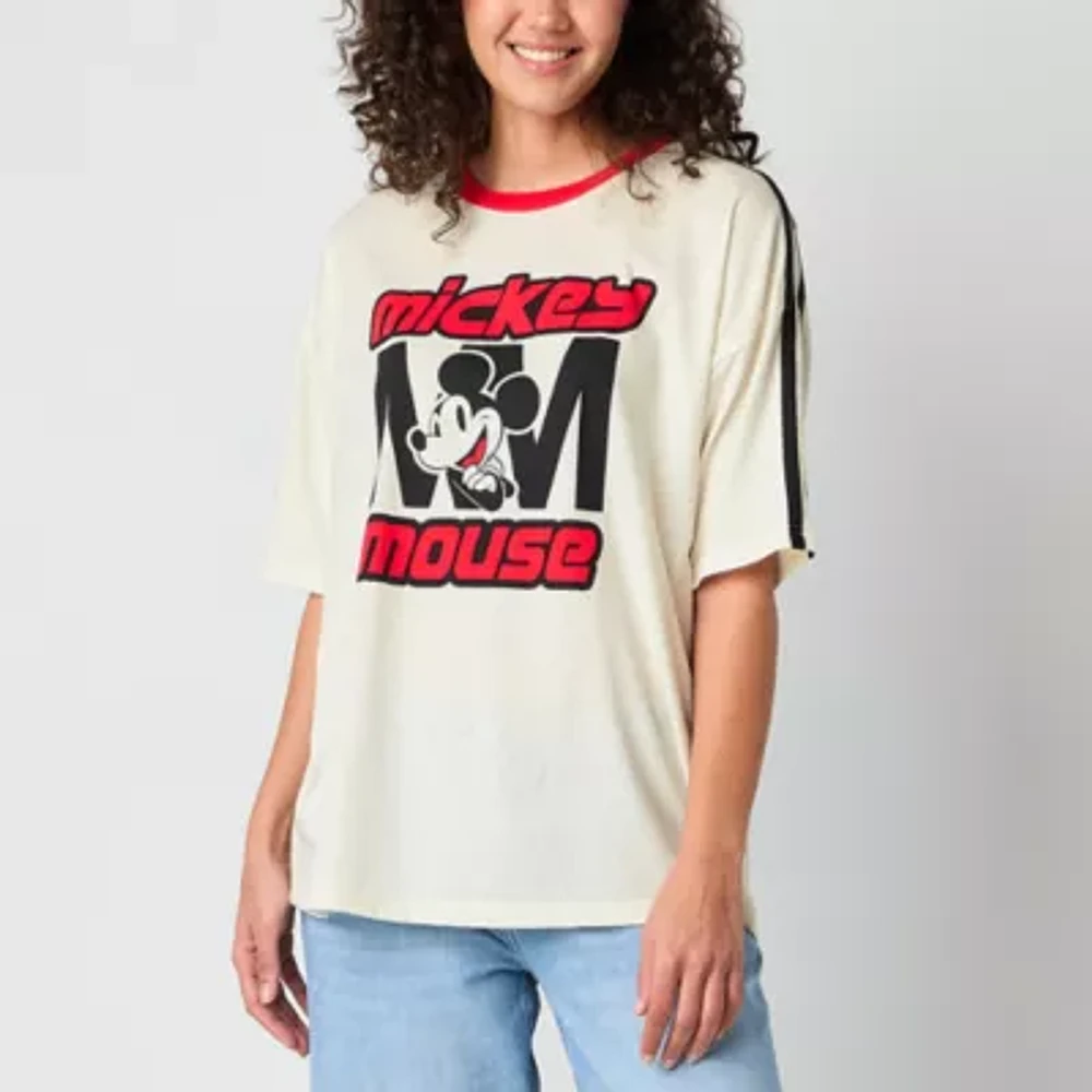 Juniors Speed Racer Oversized Tee Womens Crew Neck Short Sleeve Mickey and Friends Graphic T-Shirt