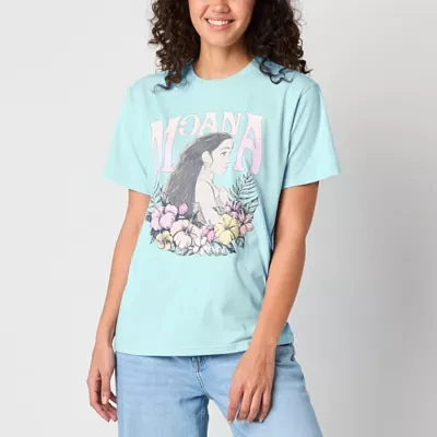 Juniors Moana 2 Boyfriend Tee Womens Crew Neck Short Sleeve Graphic T-Shirt